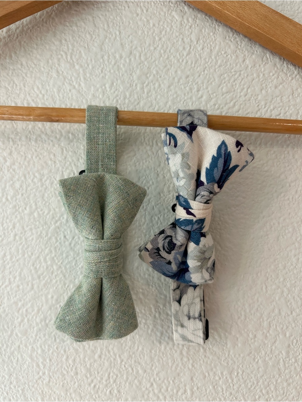 Kids Bow Tie Set - Sage Green and Blue Floral